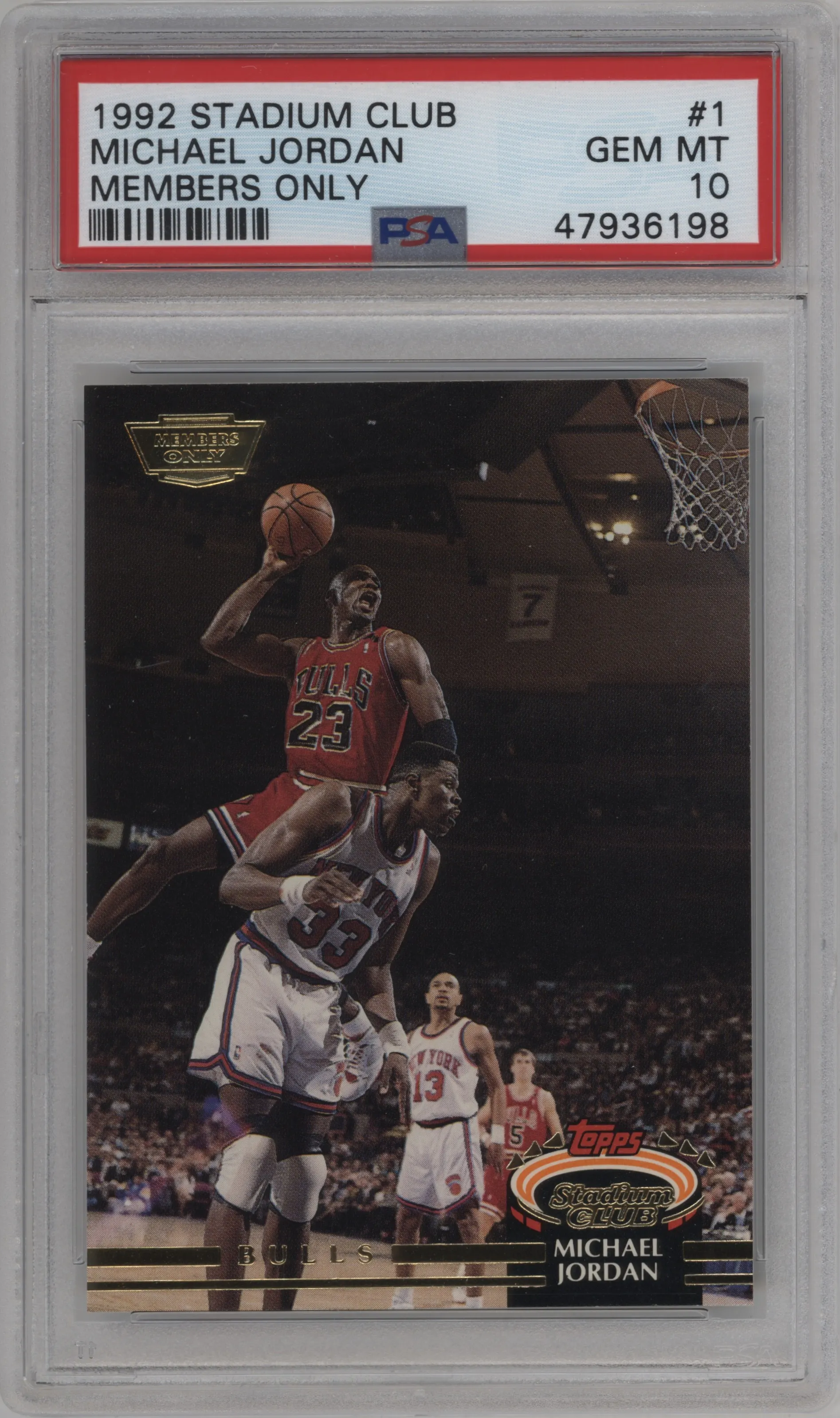 1992 Topps Stadium Club Michael Jordan Members Only #1 PSA 10