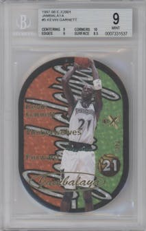 Kevin Garnett from the 1997-98 Skybox E-X 2001 set graded by Beckett and given an overall grade of 9.