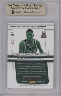 Giannis Antetokounmpo from the 2013-14 Panini Prizm set graded by Beckett and given an overall grade of 9.5.