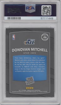 Donovan Mitchell from the 2017-18 Panini Donruss Optic set graded by PSA and given an overall grade of 10.