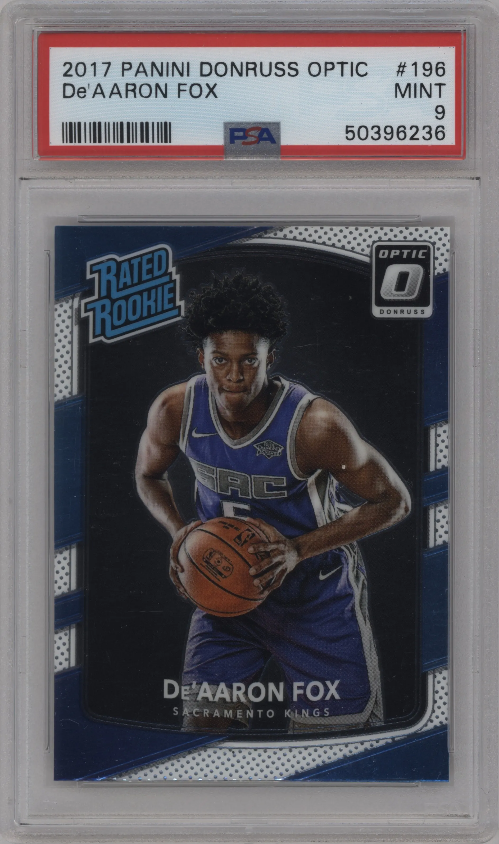 2017 Panini Donruss Optic Rated Rookie De'Aaron Fox PSA 9