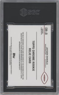 Jayden Daniels from the 2024 Topps Chrome set graded by SGC and given an overall grade of 10.