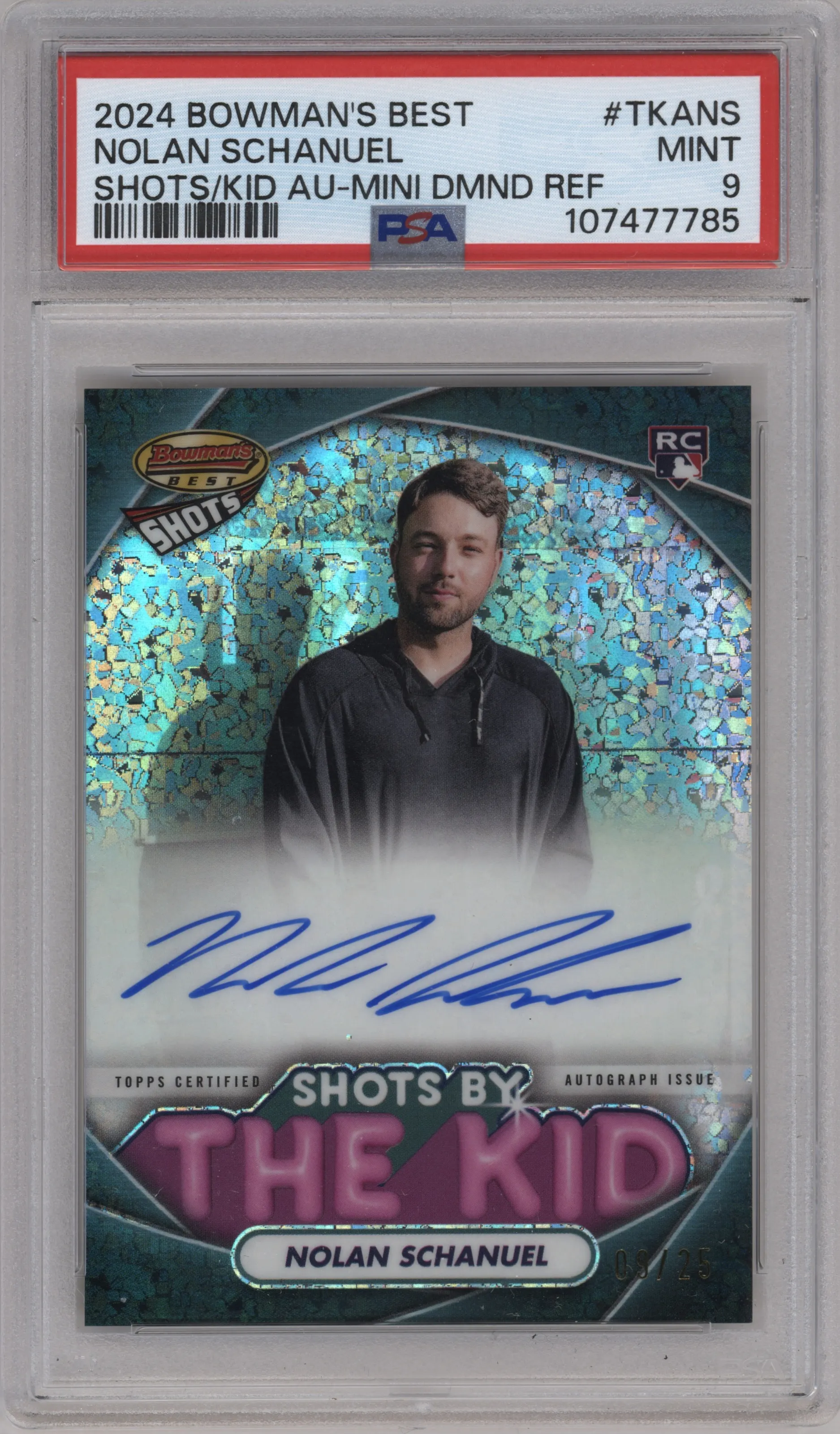 2024 Bowman's Best SBTK Auto Nolan Schanuel Mini-Diamond Refractor PSA 9