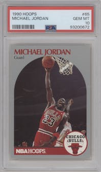 Michael Jordan from the 1990-91 NBA Hoops set graded by PSA and given an overall grade of 10.