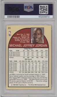 Michael Jordan from the 1990-91 NBA Hoops set graded by PSA and given an overall grade of 10.