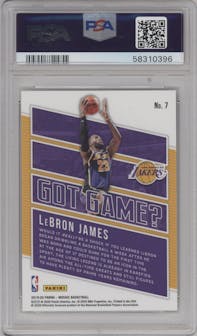 LeBron James from the 2019-20 Panini Mosaic  set graded by PSA and given an overall grade of 10.