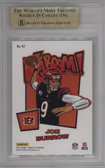 Joe Burrow from the 2025 Panini Absolute set featuring a Gold parallel graded by Beckett and given an overall grade of 9.5.
