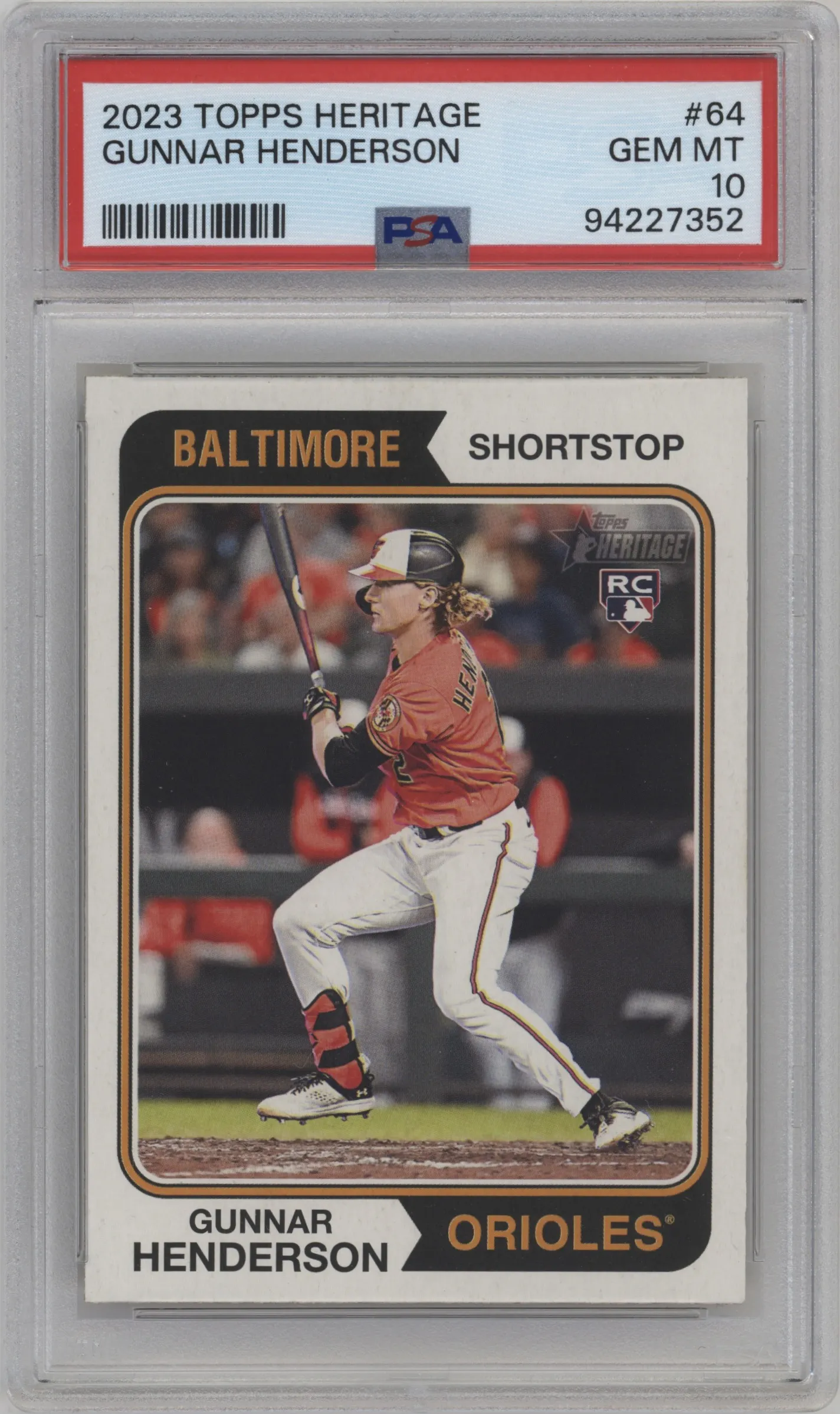 2023 Topps Heritage Gunnar Henderson PSA 10