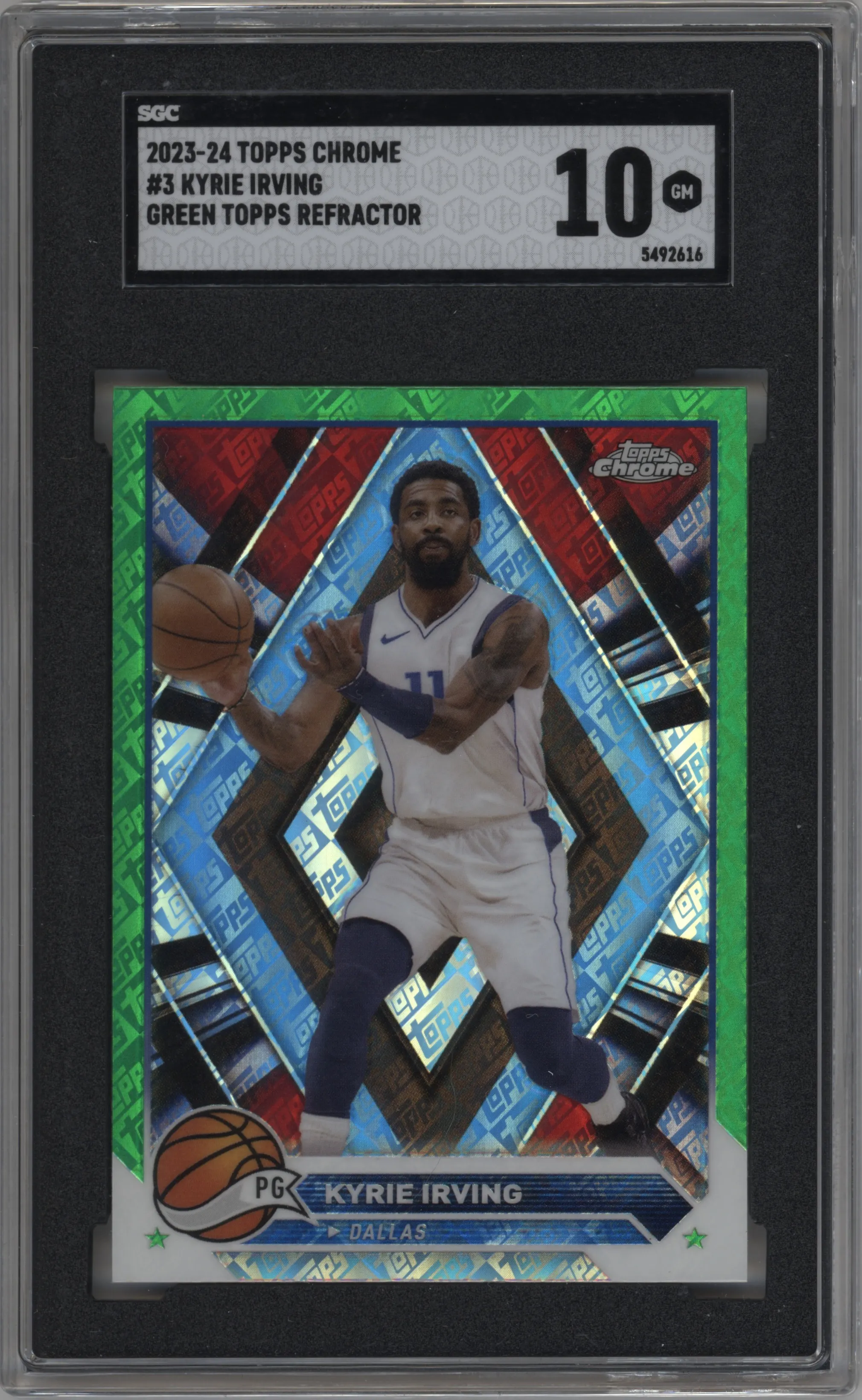2023 Topps Chrome Kyrie Irving Green Topps Refractor #3 SGC 10