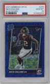 Nico Collins from the 2021 Panini Donruss Optic set featuring a Blue Scope parallel graded by PSA and given an overall grade of 10.