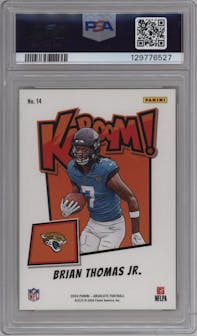 Brian Thomas Jr. from the 2024 Panini Absolute set graded by PSA and given an overall grade of 10.
