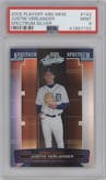 Justin Verlander  from the 2005 Playoff Absolute Memorabilia set featuring a Silver parallel graded by PSA and given an overall grade of 9.