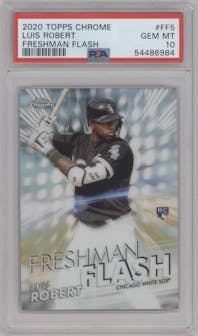 Luis Robert from the 2020 Topps Chrome set graded by PSA and given an overall grade of 10.