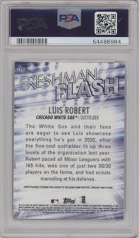 Luis Robert from the 2020 Topps Chrome set graded by PSA and given an overall grade of 10.