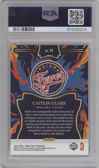 Caitlin Clark from the 2024 Panini Select WNBA set graded by PSA and given an overall grade of 10.