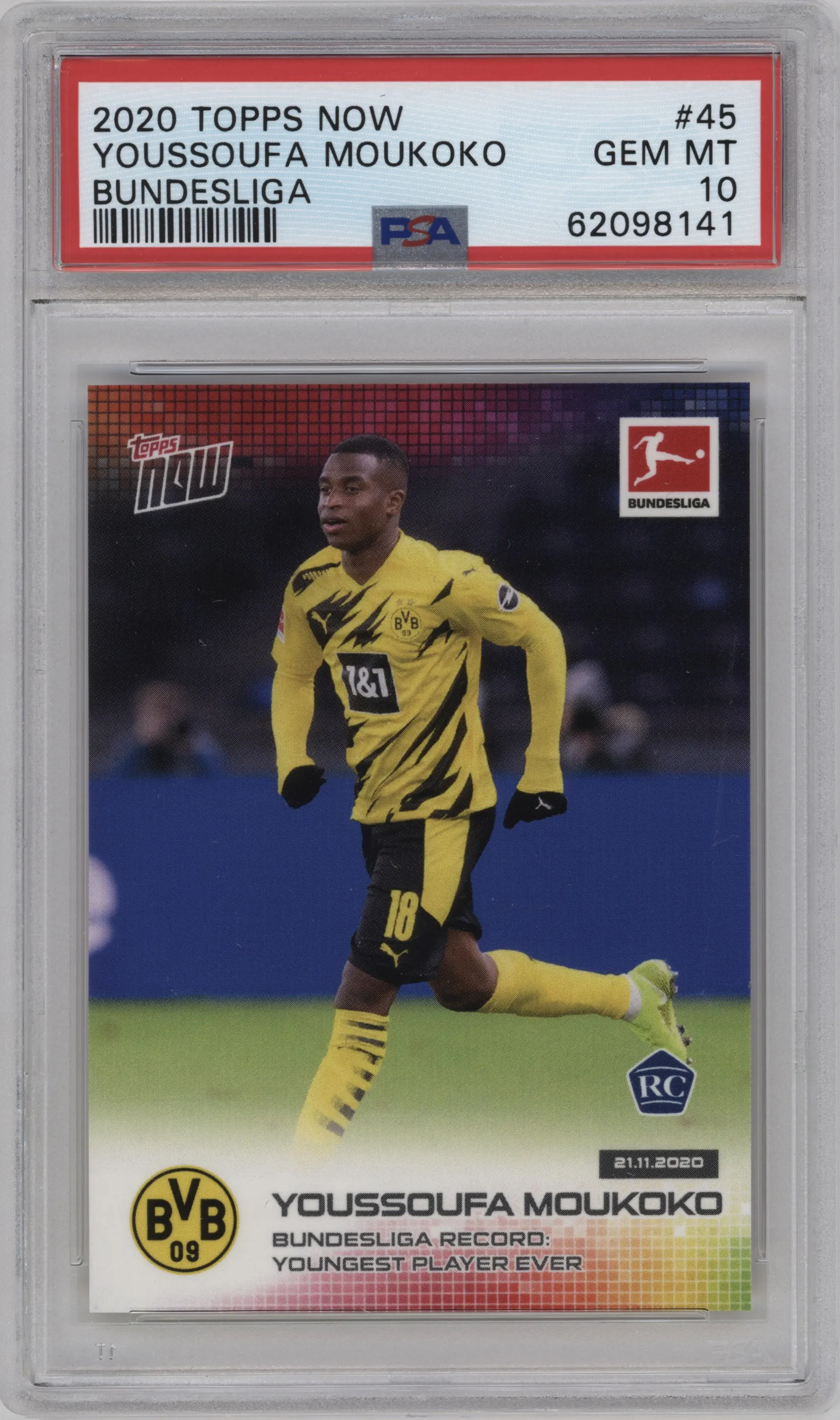 2020 Topps Now Bundesliga Youssoufa Moukoko PSA 10