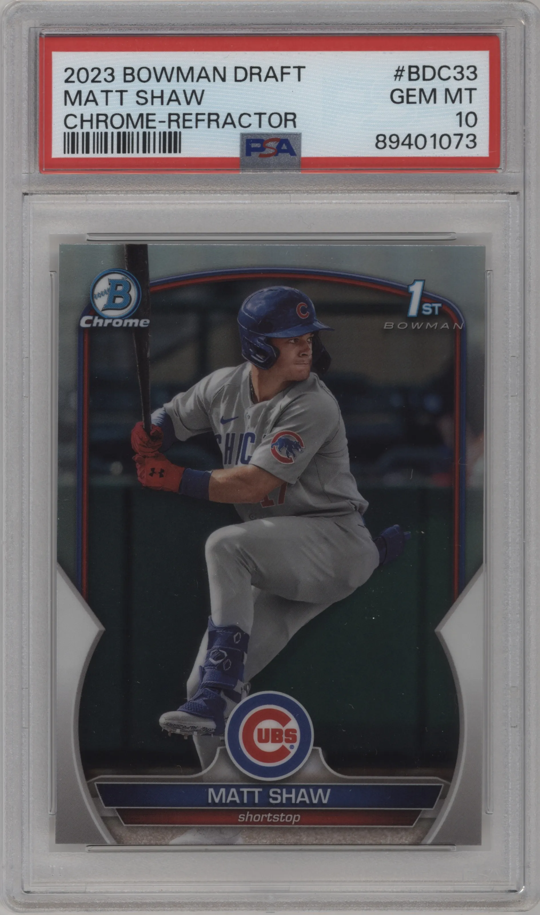 2023 Bowman Draft Chrome Matt Shaw Refractor PSA 10