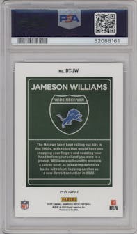 Jameson Williams from the 2022 Panini Donruss Optic set graded by PSA and given an overall grade of 10.