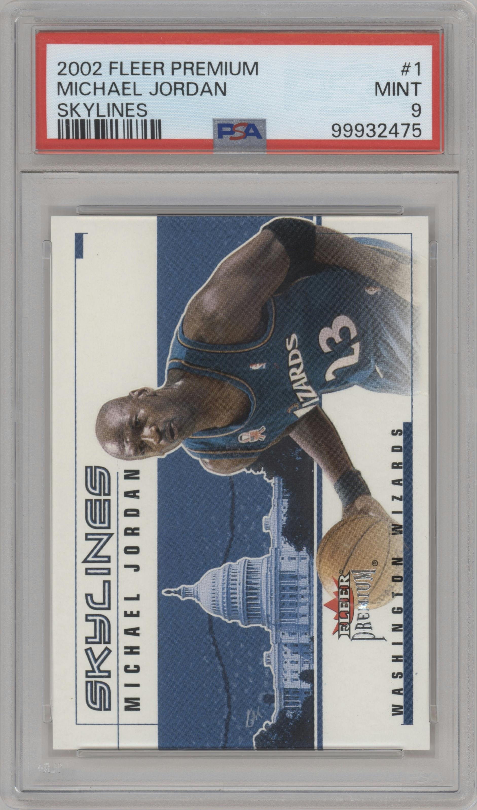 Michael Jordan  from the 2002-03 Fleer Premium set graded by PSA and given an overall grade of 9.