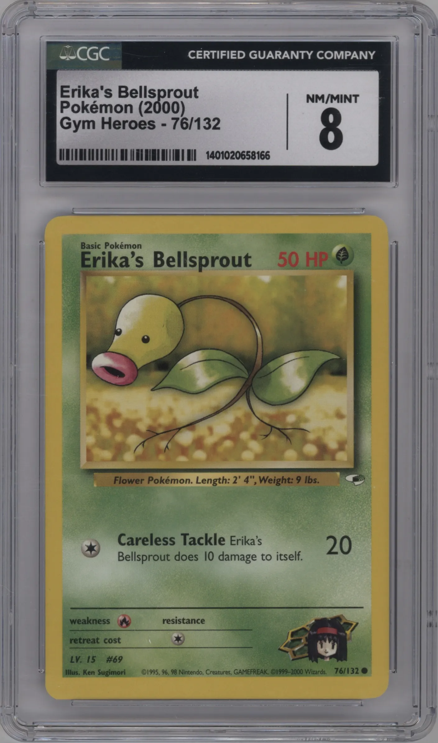 2000 Pokemon GH Gym Heroes Erika's Bellsprout CGC 8