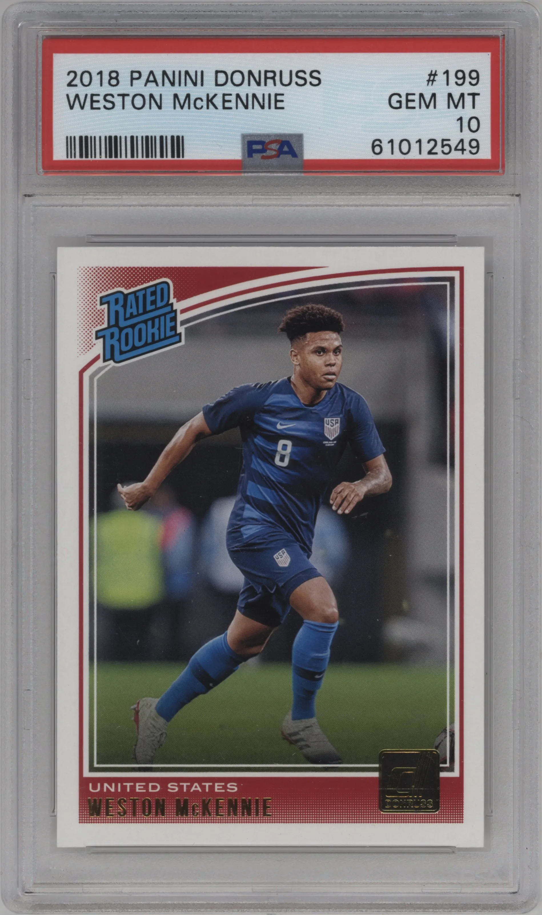 2018 Panini Donruss Rated Rookie Weston McKennie #199 PSA 10