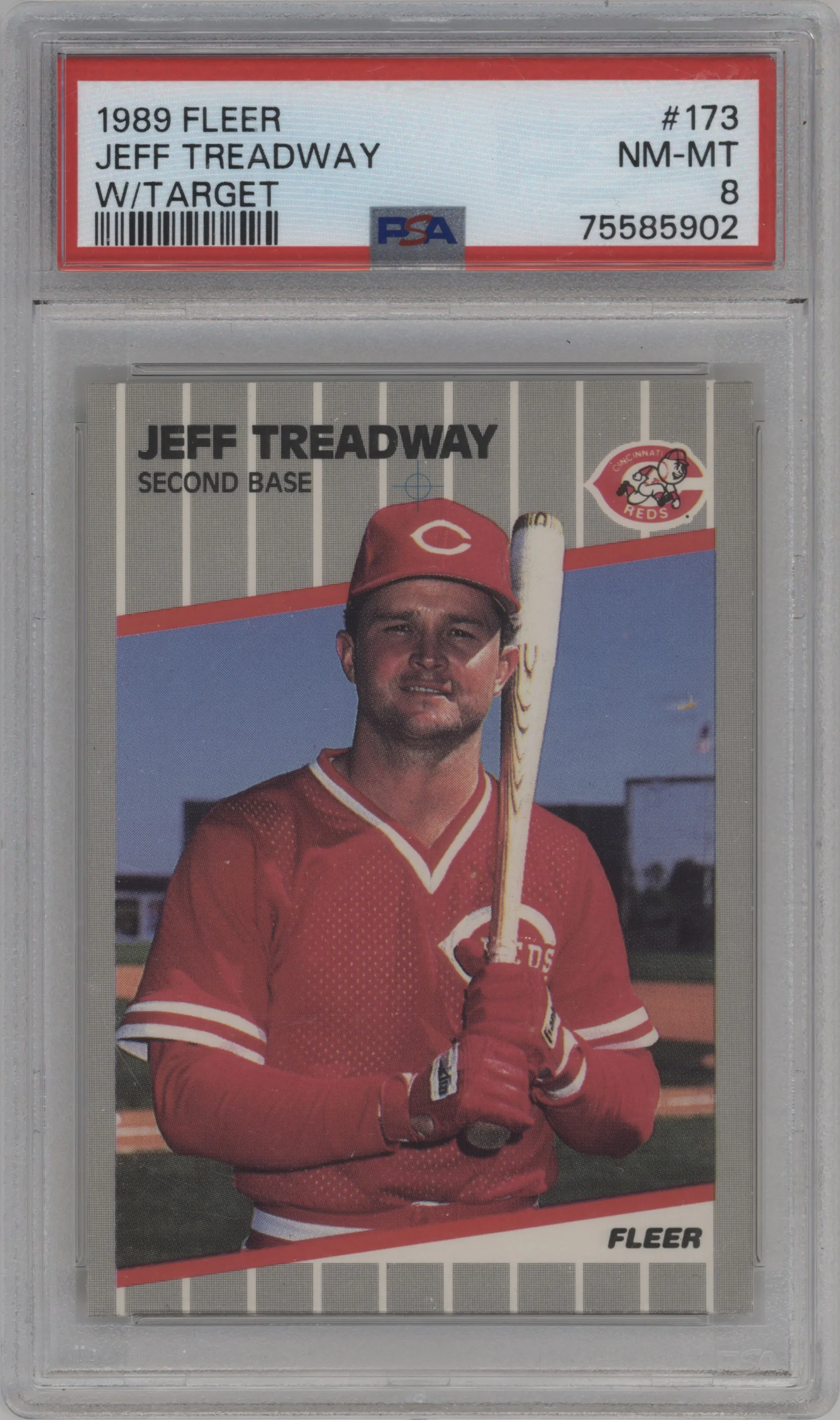 1989 Fleer Jeff Treadway #173 PSA 8