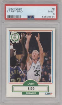 Larry Bird from the 1990-91 Fleer set graded by PSA and given an overall grade of 9.