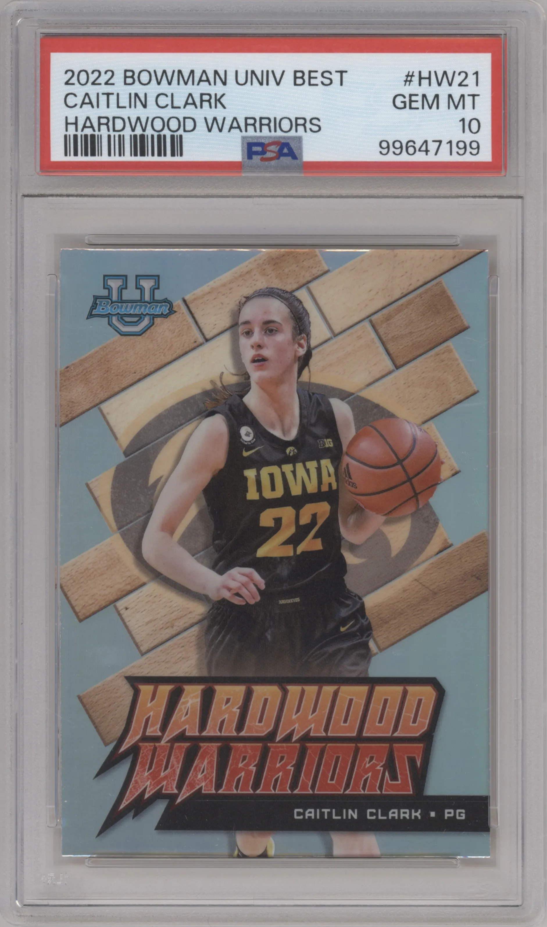 2022 Bowman University Best Hardwood Warriors Caitlin Clark PSA 10