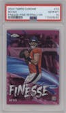 Bo Nix from the 2024 Topps Chrome set featuring a Pink Refractor parallel graded by PSA and given an overall grade of 10.