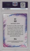 Bo Nix from the 2024 Topps Chrome set featuring a Pink Refractor parallel graded by PSA and given an overall grade of 10.