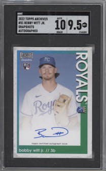 Bobby Witt Jr. from the 2022 Topps Archives Snapshots set graded by SGC and given an overall grade of 9.5.