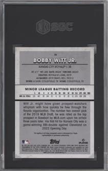 Bobby Witt Jr. from the 2022 Topps Archives Snapshots set graded by SGC and given an overall grade of 9.5.
