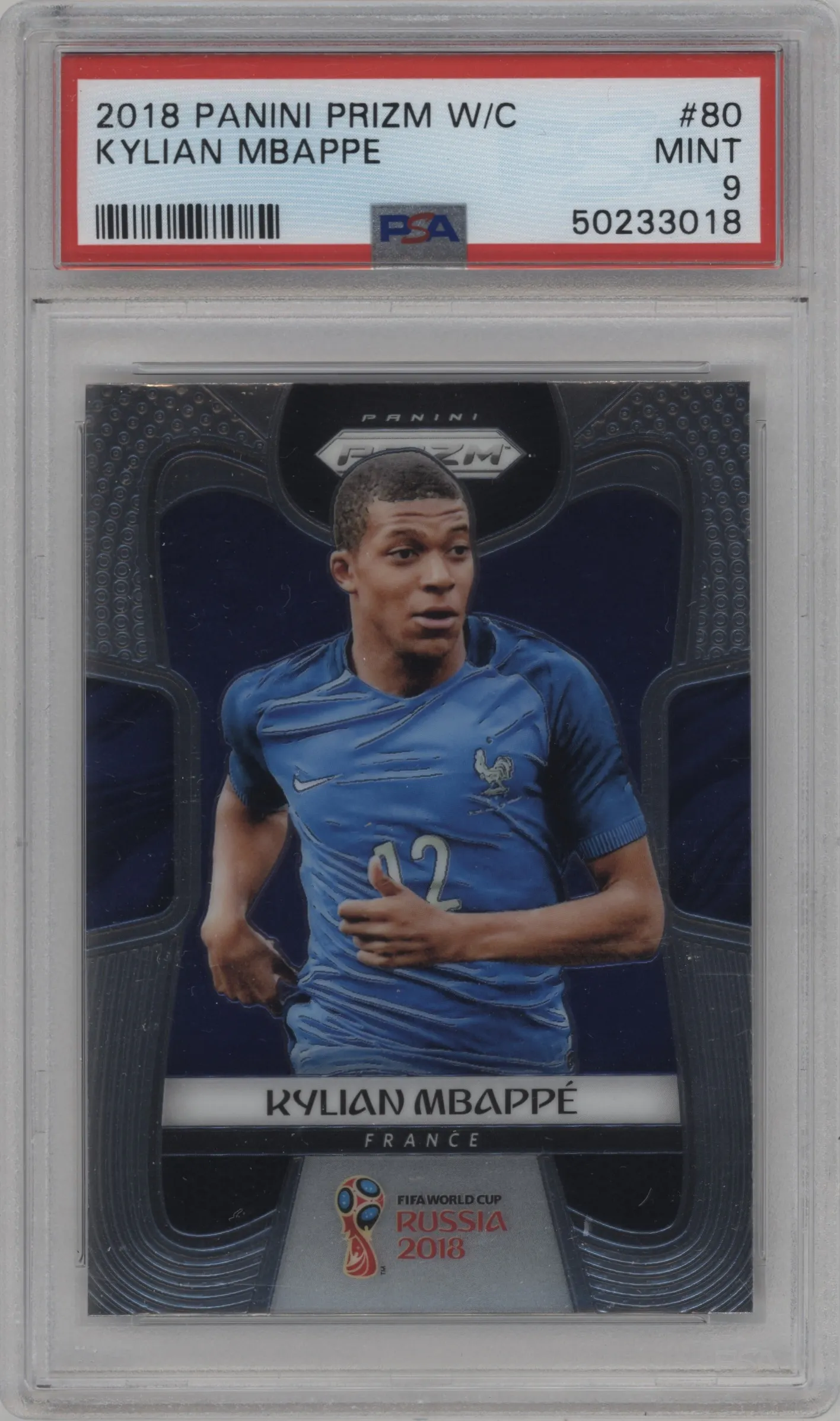 2018 Panini Prizm World Cup Kylian Mbappe PSA 9
