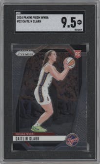 Caitlin Clark from the 2024 Panini Prizm WNBA set graded by SGC and given an overall grade of 9.5.