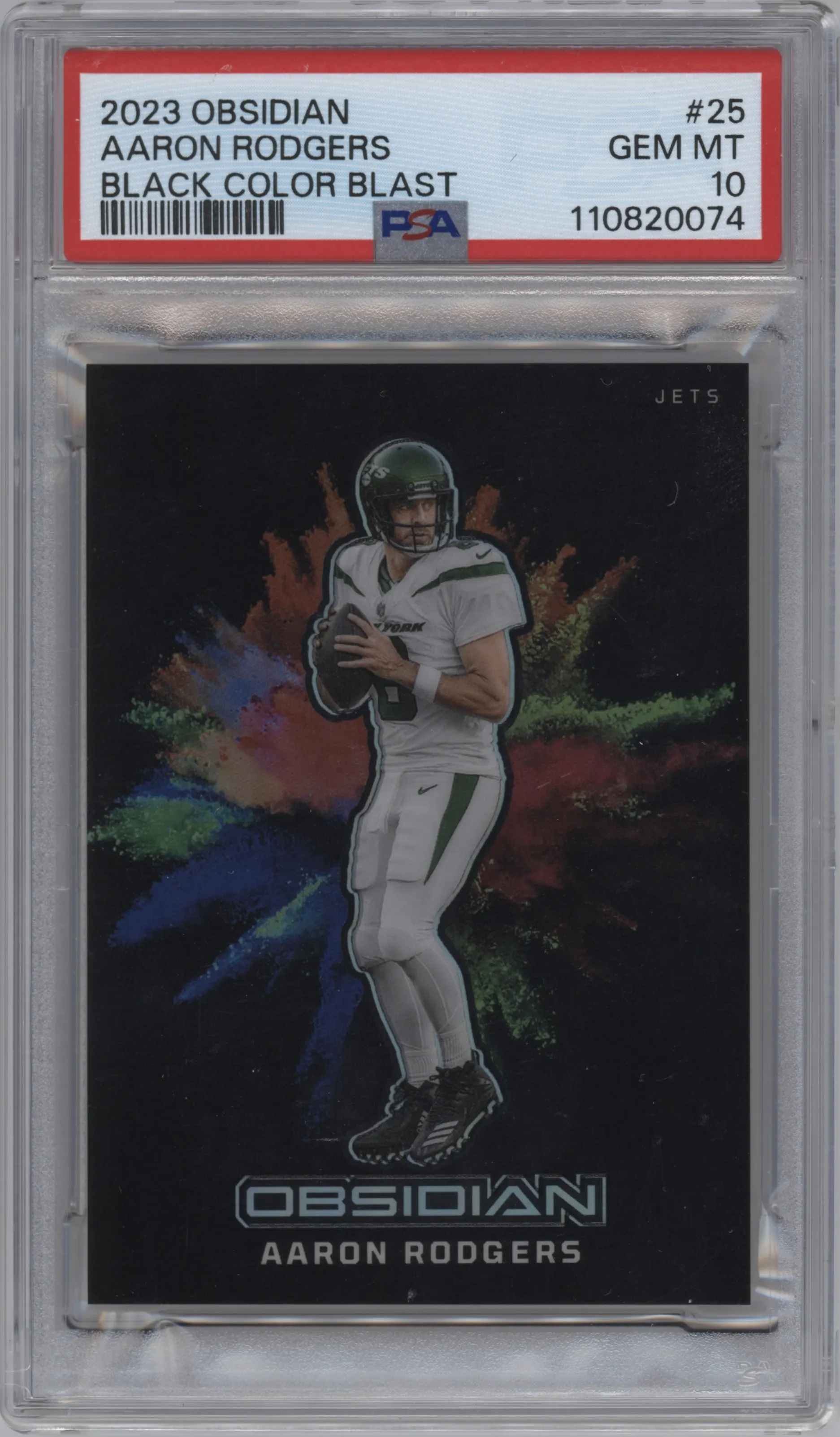 2023 Panini Obsidian Black Color Blast Aaron Rodgers #25 PSA 10