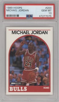 Michael Jordan  from the 1989-90 NBA Hoops  set graded by PSA and given an overall grade of 10.