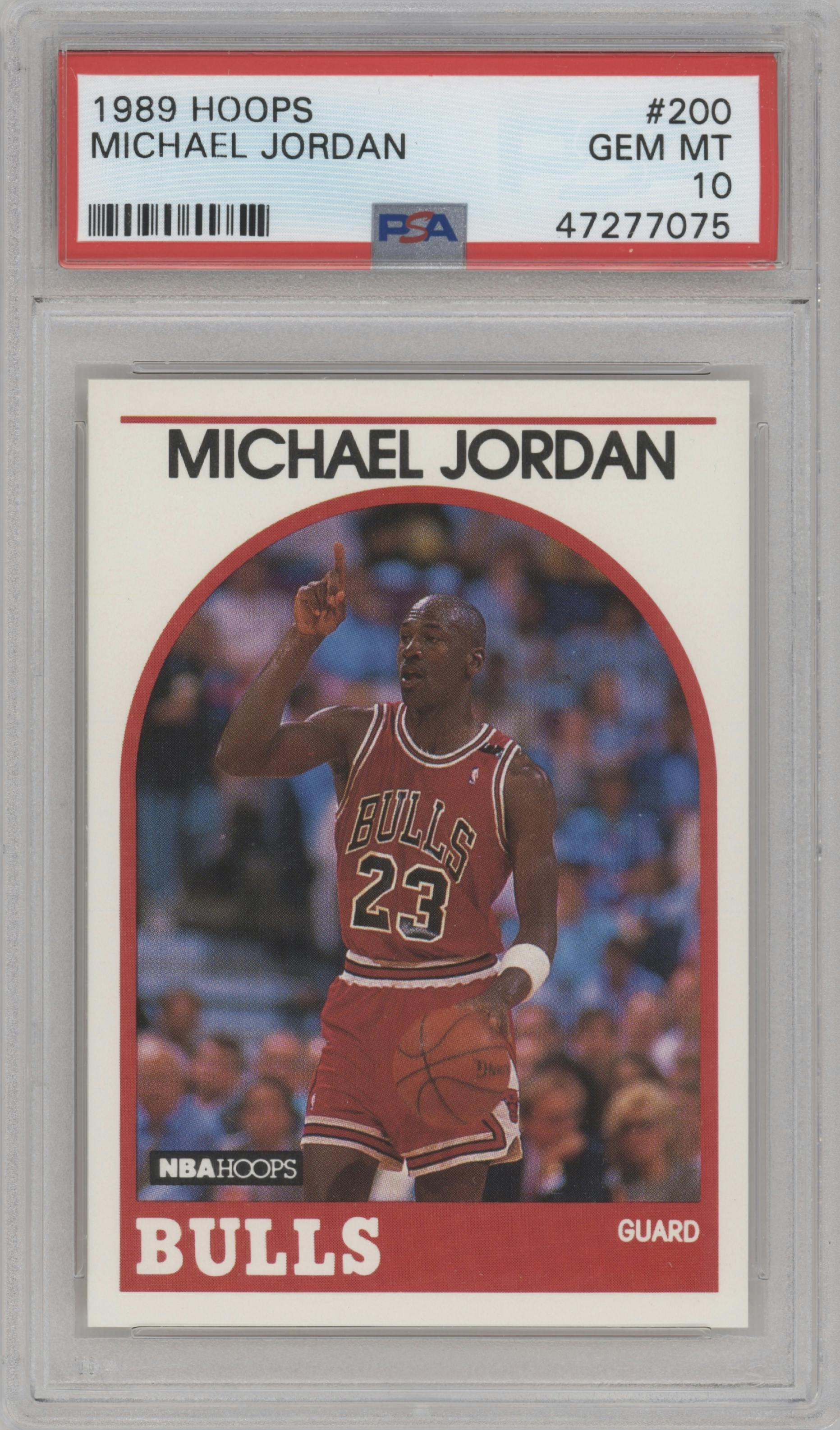 Michael Jordan  from the 1989-90 NBA Hoops  set graded by PSA and given an overall grade of 10.