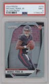 Michael Penix Jr. from the 2024 Panini Prizm set featuring a Silver Prizm parallel graded by PSA and given an overall grade of 9.