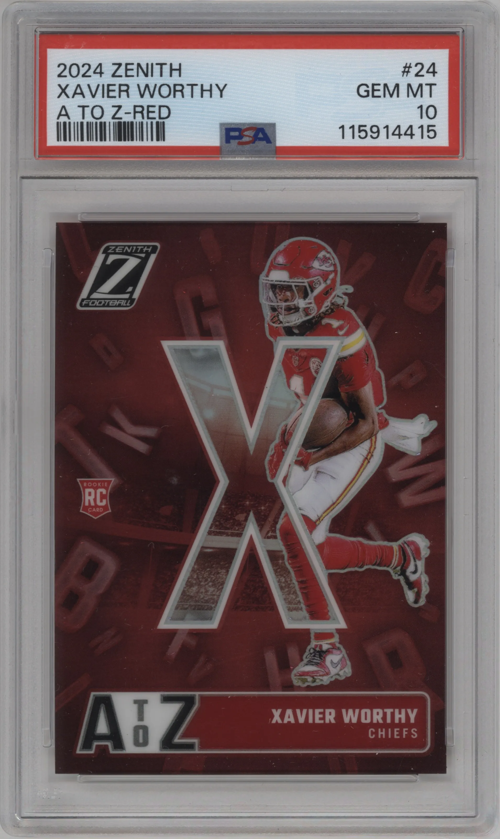 2024 Panini Zenith A to Z Xavier Worthy Red PSA 10