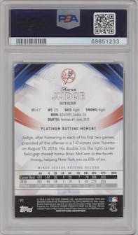 Aaron Judge from the 2017 Bowman Platinum set graded by PSA and given an overall grade of 9.