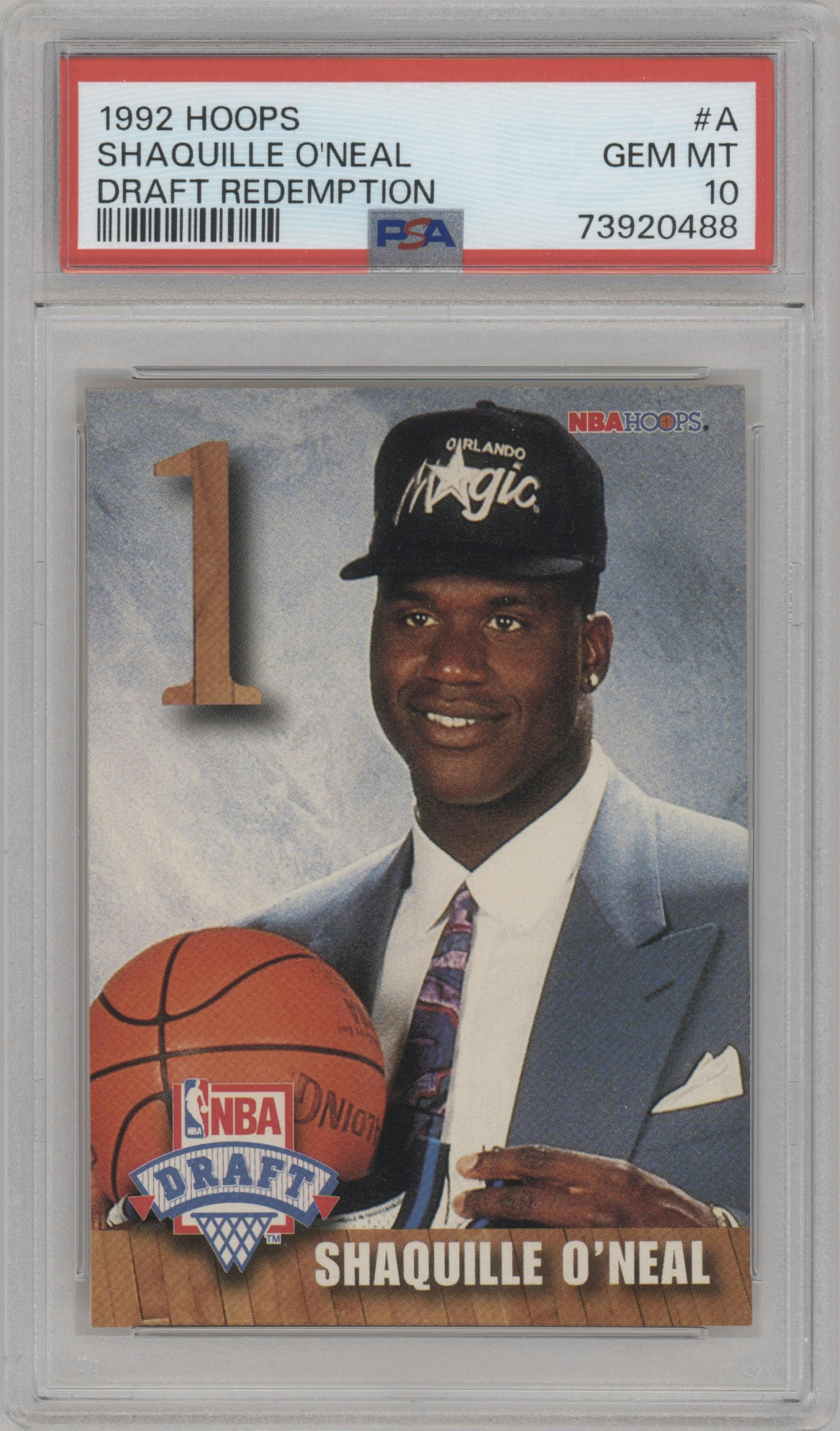 Shaquille O'Neal  from the 1992-93 NBA Hoops set graded by PSA and given an overall grade of 10.