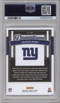 Jaxson Dart from the 2025 Panini Donruss set graded by PSA and given an overall grade of 10.