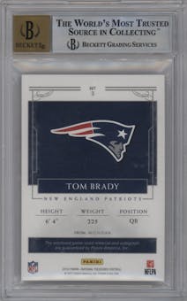 Tom Brady from the 2016 Panini National Treasures set graded by Beckett and given an overall grade of 9.
