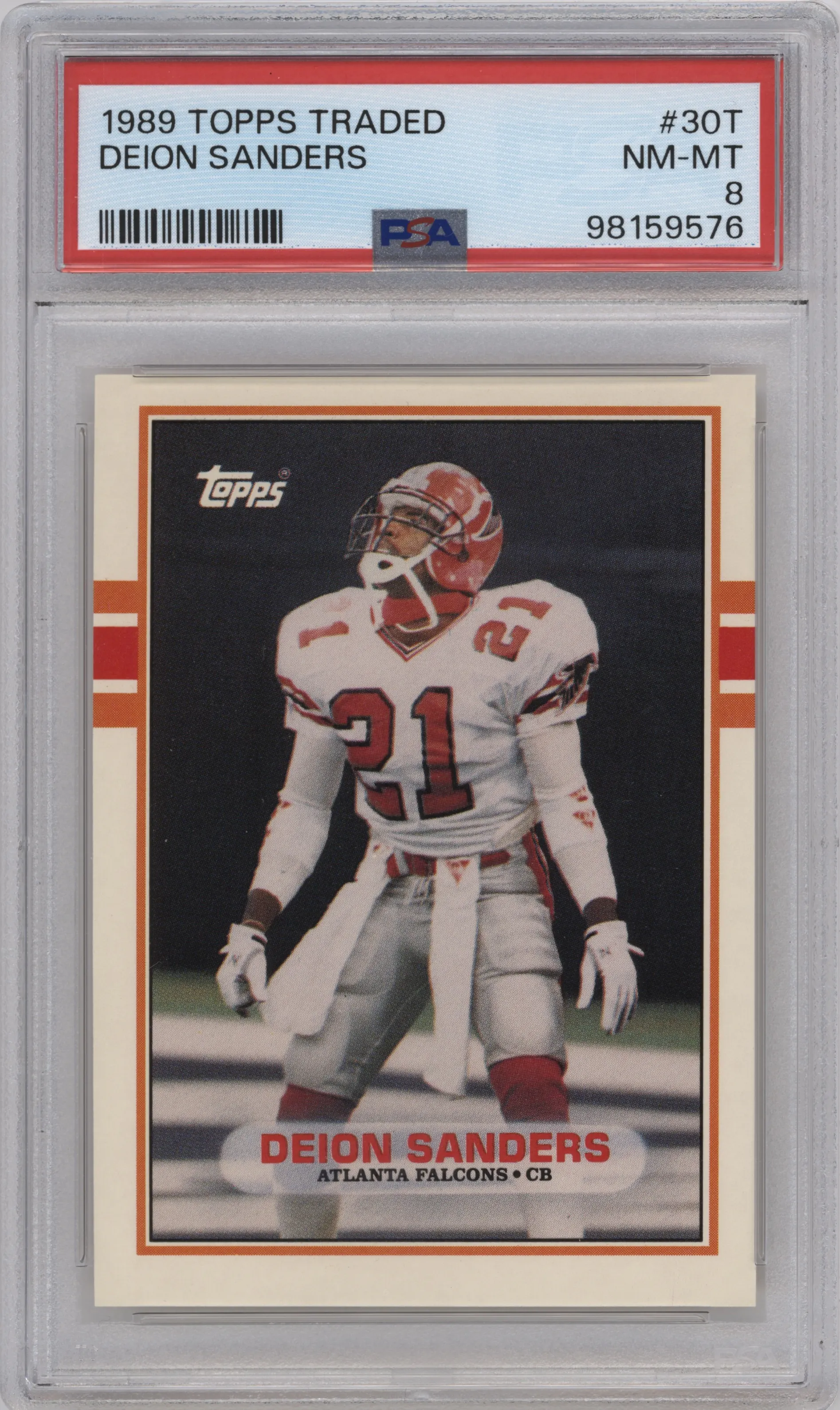 1989 Topps Traded Deion Sanders PSA 8