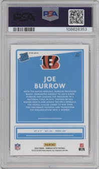 Joe Burrow from the 2020 Panini Donruss Optic set featuring a Pink parallel graded by PSA and given an overall grade of 9.