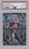 Michael Penix Jr. from the 2024 Panini Prizm set featuring a Green Prizm parallel graded by PSA and given an overall grade of 10.