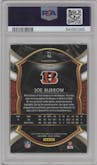 Joe Burrow from the 2020 Panini Select set featuring a Silver Prizm parallel graded by PSA and given an overall grade of 10.