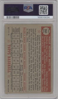 Willie Mays from the 1952 Topps set graded by PSA and given an overall grade of 2.