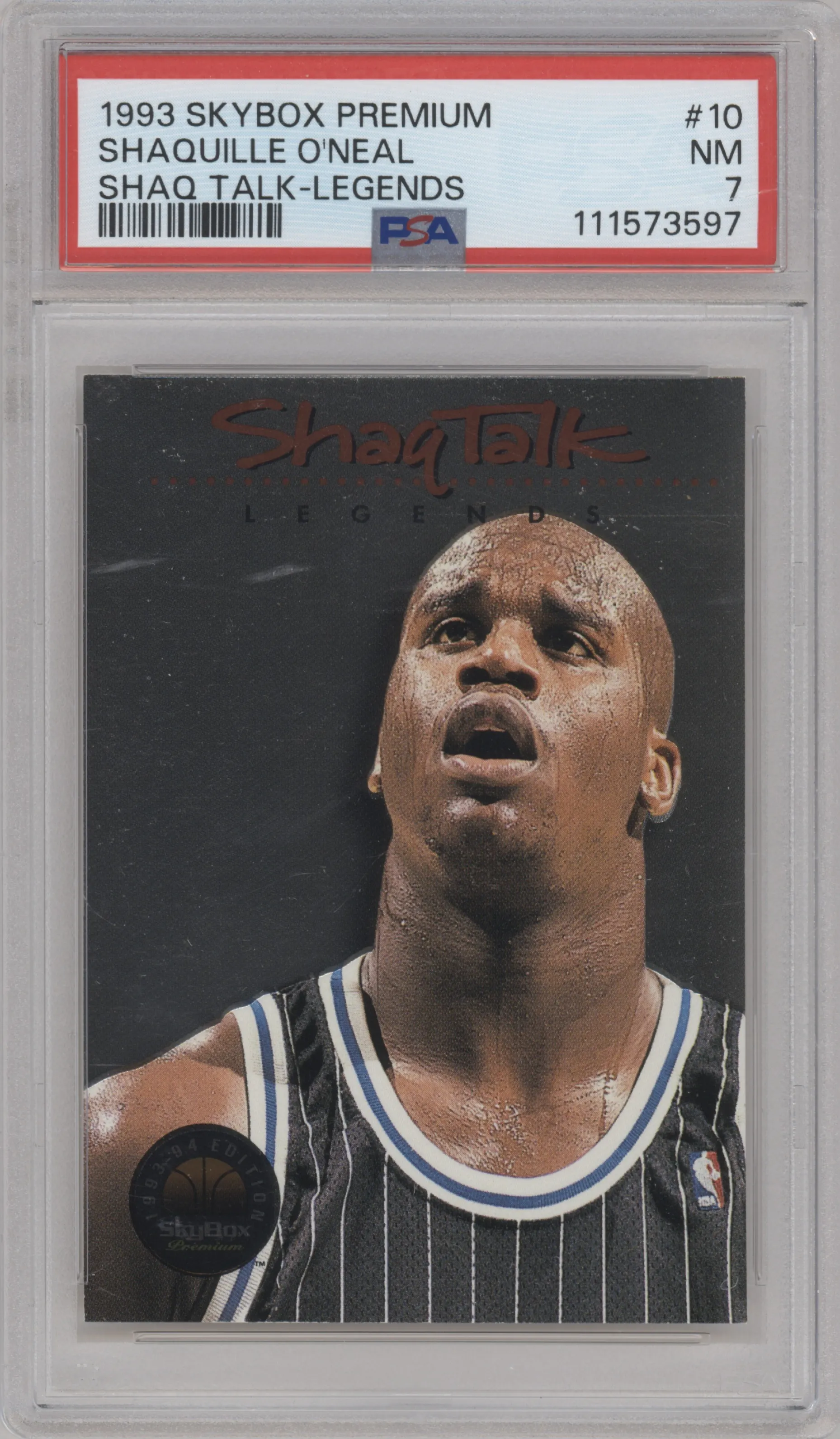 1993 SkyBox Premium Shaq Talk Shaquille O'Neal #10 PSA 7