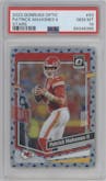 Patrick Mahomes II from the 2023 Donruss Optic set featuring a Stars parallel graded by PSA and given an overall grade of 10.